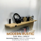 Oak Wooden Shelf Wall-Mounted Floating Rustic, 22mm with UP Brackets