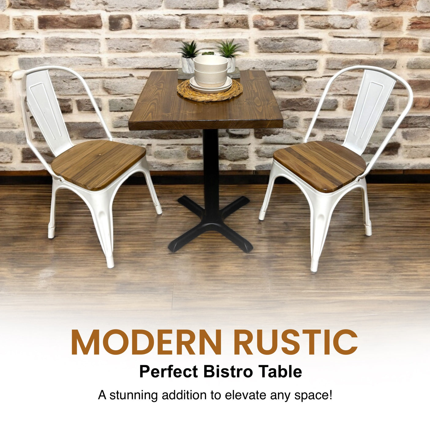 Rustic Bistro Table | Square Poseur Seater for Bar Breakfast | BS02