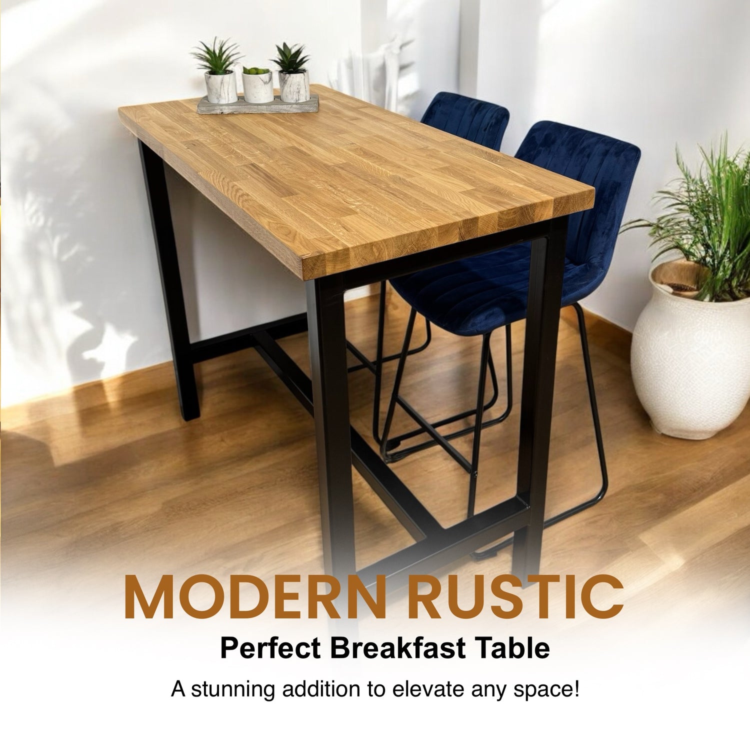 De comedor de barra de estilo industrial | Mesa Poseur Desayuno Alto | Hecho de madera maciza y acero BS12