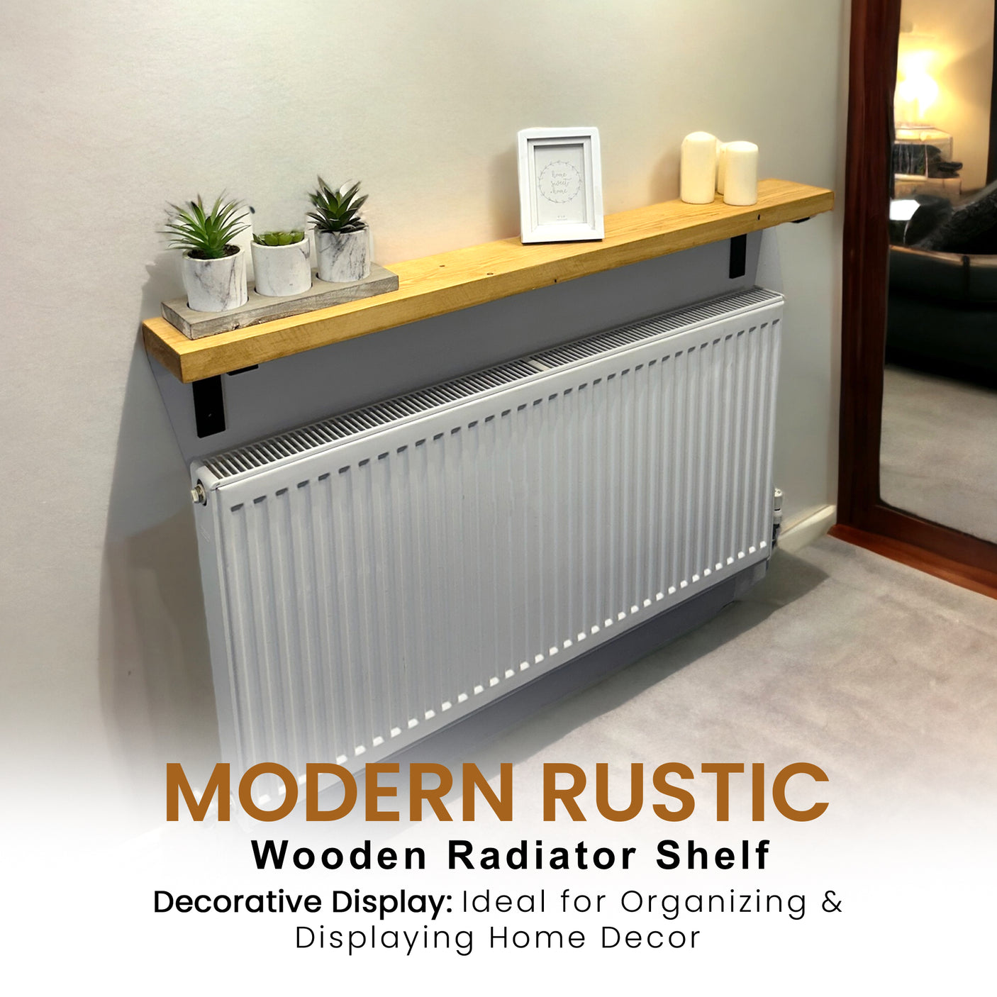 Radiator Shelf | Rustic Slim Narrow Shelf for Hallway | Console With Brackets