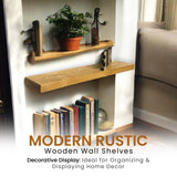 Rustic Shelf | Wall-Mounted Wooden Board With FLOATING Brackets, 22cm Depth