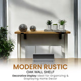 Oak Wooden Shelf Wall-Mounted Floating Rustic, 22mm with Down Brackets