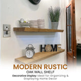 Rustic Shelf Live Edge | Wall-Mounted Wooden Board With Floating Brackets, 22cm Depth