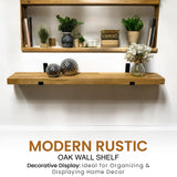 Oak Wooden Shelf Wall-Mounted Floating Rustic, 40mm with UP Brackets