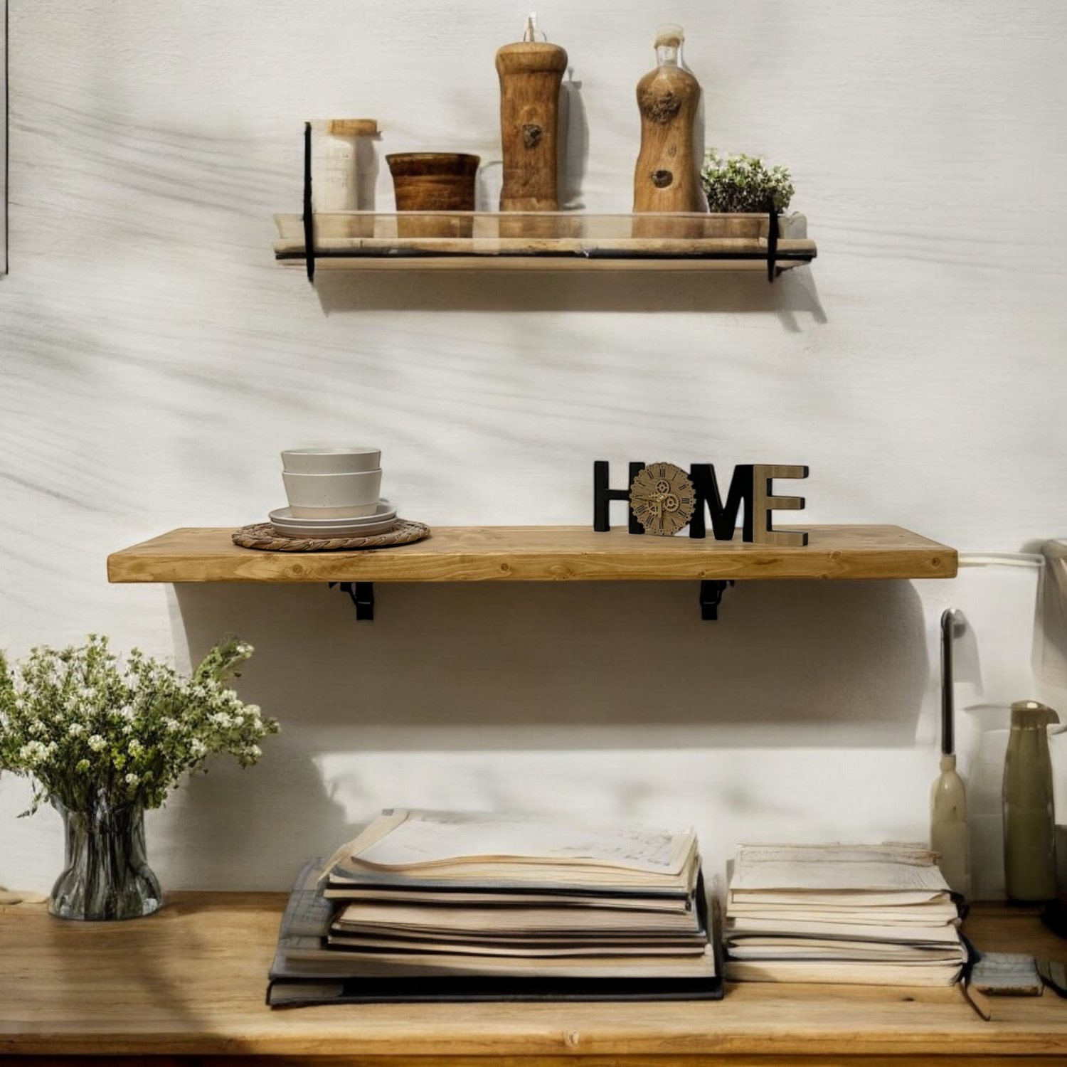 Barra de desayuno plegable rústica / Estante de cocina montado en la pared / Estante de pared / Estante de mesa de centro BT03