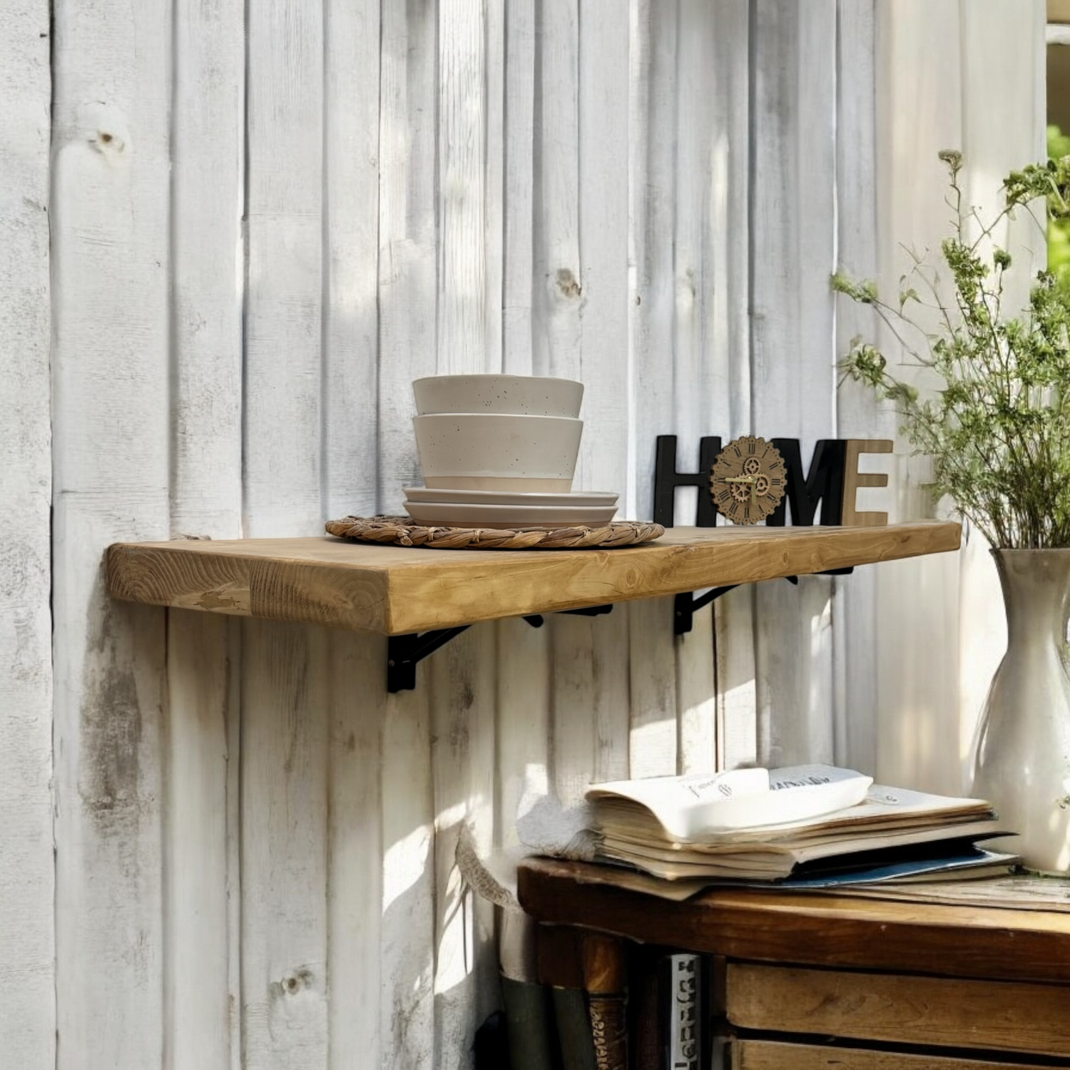 Barra de desayuno plegable rústica / Estante de cocina montado en la pared / Estante de pared / Estante de mesa de centro BT03