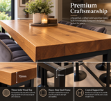 BS12 Signature Solid Wood Breakfast Bar Table – 70mm Thick Top, Heavy-Duty Steel Frame, Handcrafted in Yorkshire