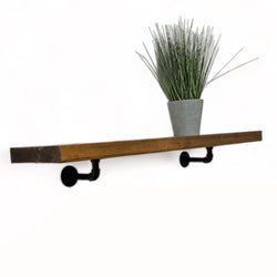 Rustic Industrial Shelf with Pipe Bracket Floating Wall Shelving Unit - Ideal for Kitchen Décor & Storage