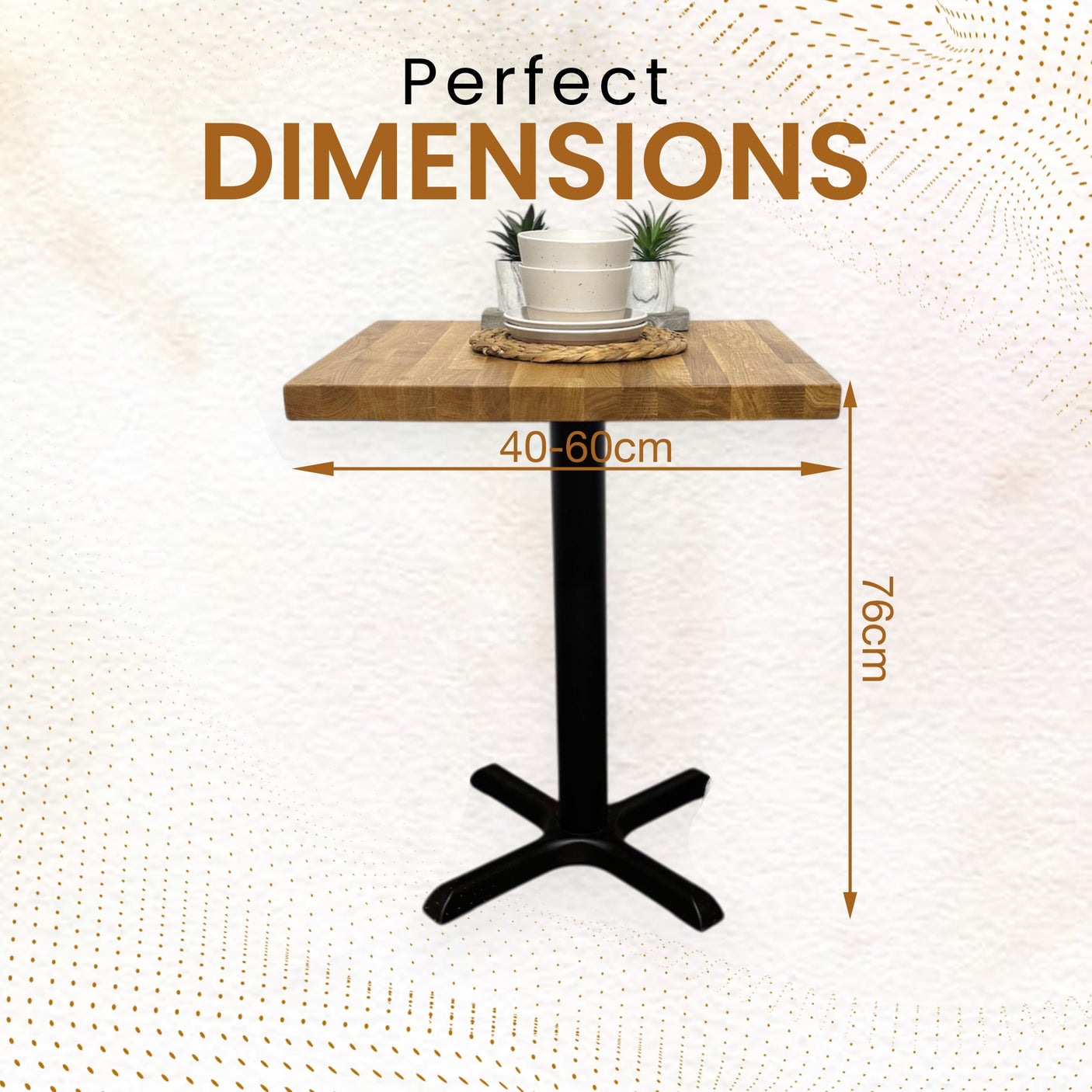 OAK Bistro Table | Rustic Square Poseur for Bar Breakfast | BS03