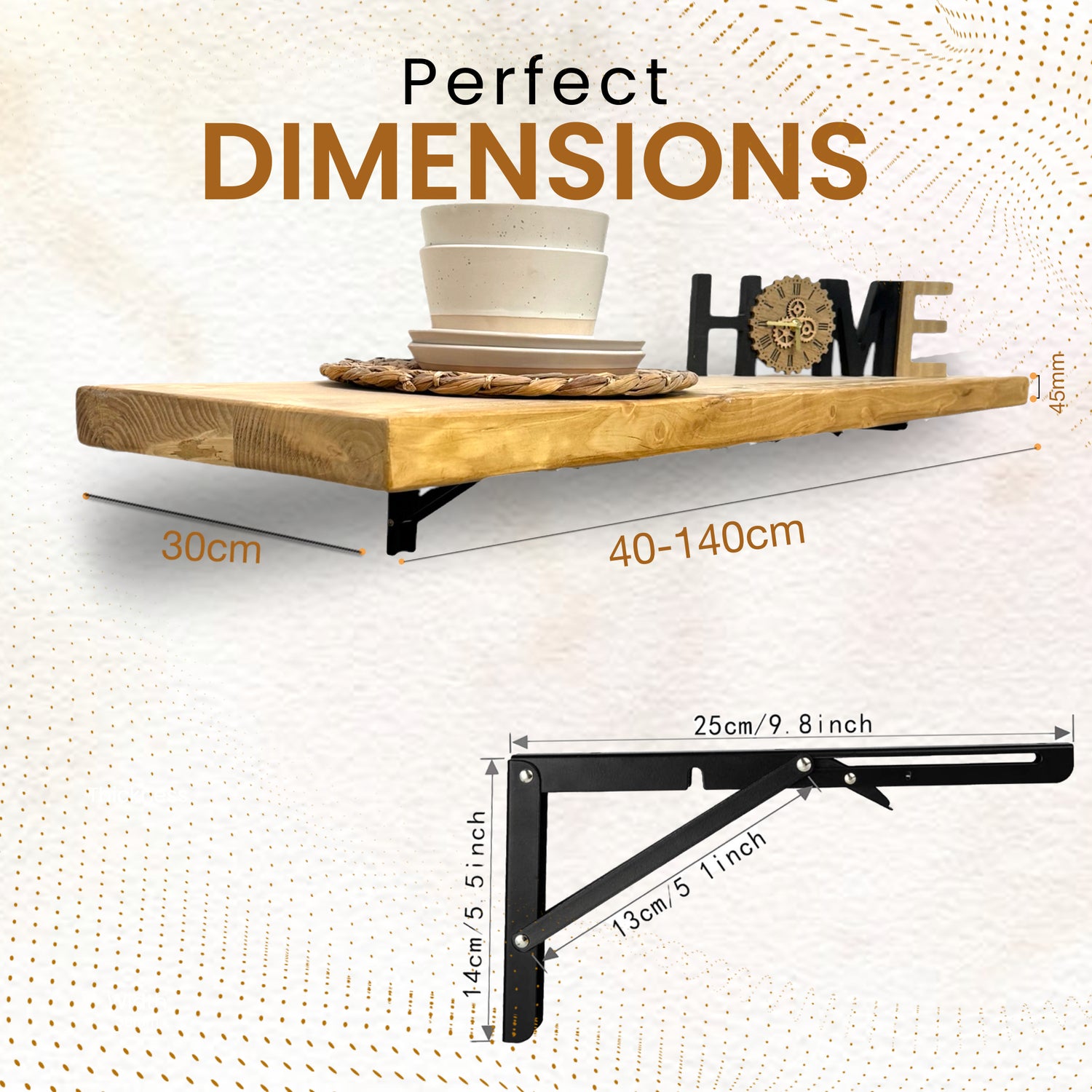 Barra de desayuno plegable rústica / Estante de cocina montado en la pared / Estante de pared / Estante de mesa de centro BT03