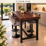 BS12 Signature Solid Wood Breakfast Bar Table – 70mm Thick Top, Heavy-Duty Steel Frame, Handcrafted in Yorkshire
