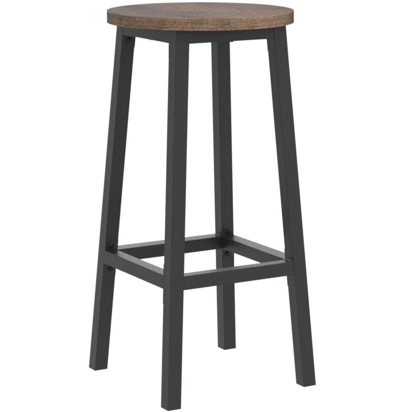 Bar Stool Round Rustic Kitchen & Breakfast Bar Chair & Steel Frame 65cm Tall