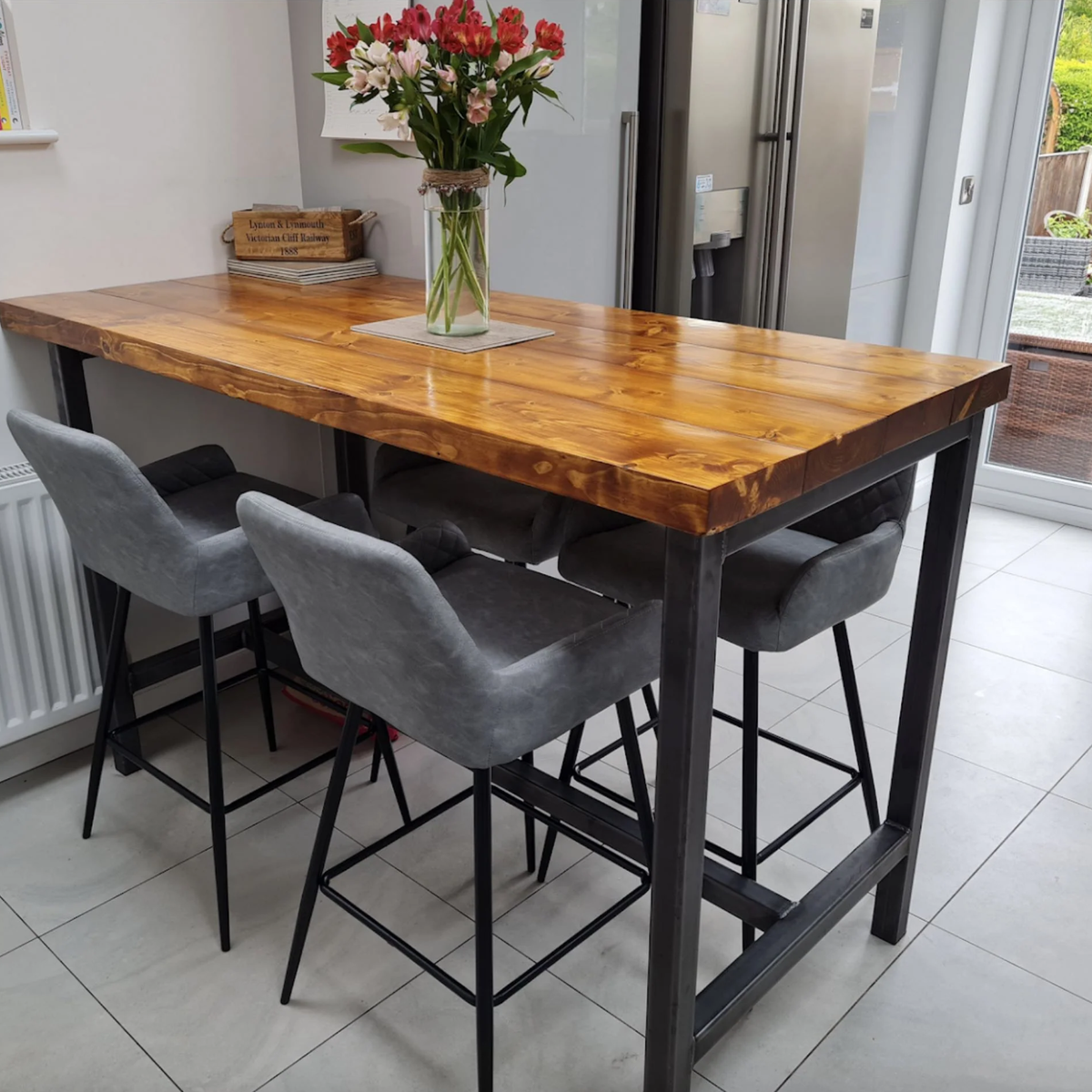 High Rustic Breakfast Table Rustic Breakfast Bar | High Seater Kitchen Table Chic Tall Poseur 84cm ...