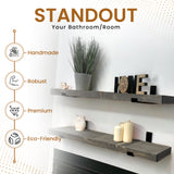 Rustic Shelves | Wall-Mounted Wooden Board With Lipped UP Brackets, 22cm Depth