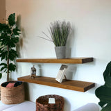 Rustic Shelf | Wall-Mounted Wooden Board With FLOATING Brackets, 22cm Depth