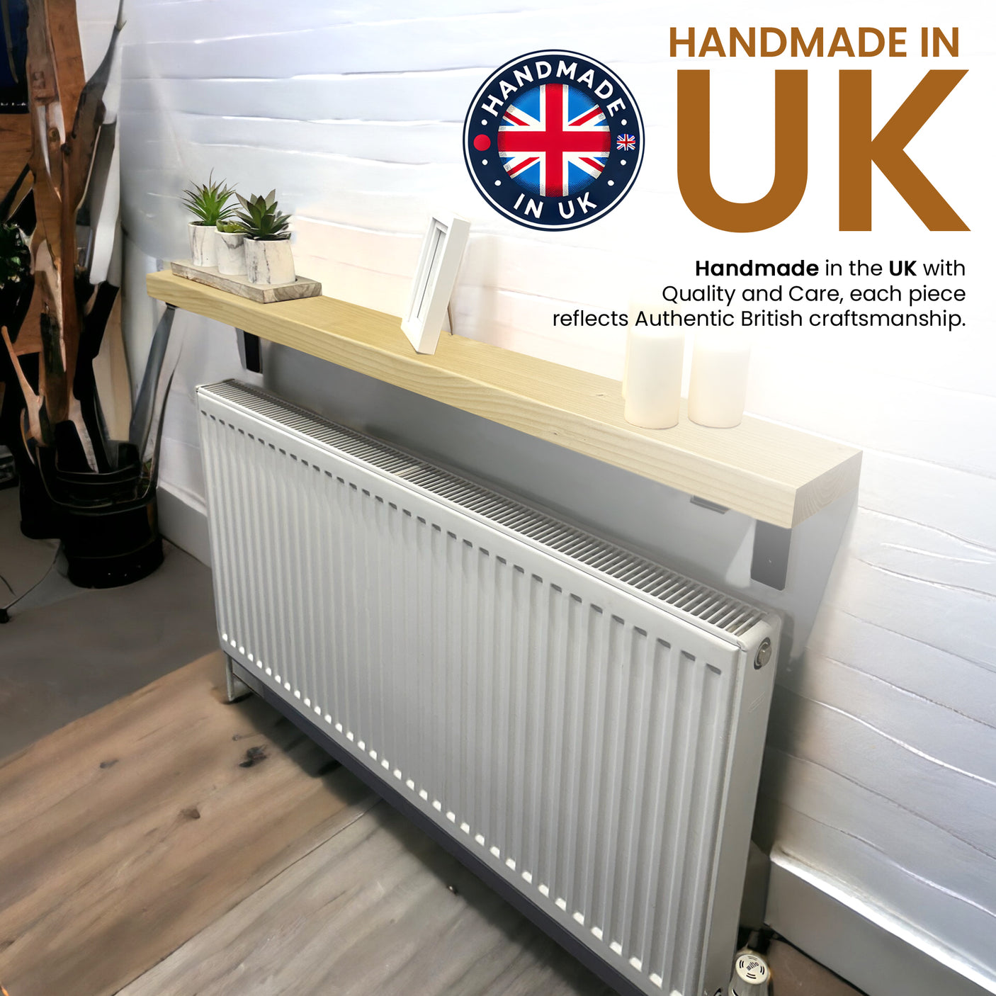 Radiator Shelf | Rustic Slim Narrow Shelf for Hallway | Console With Brackets