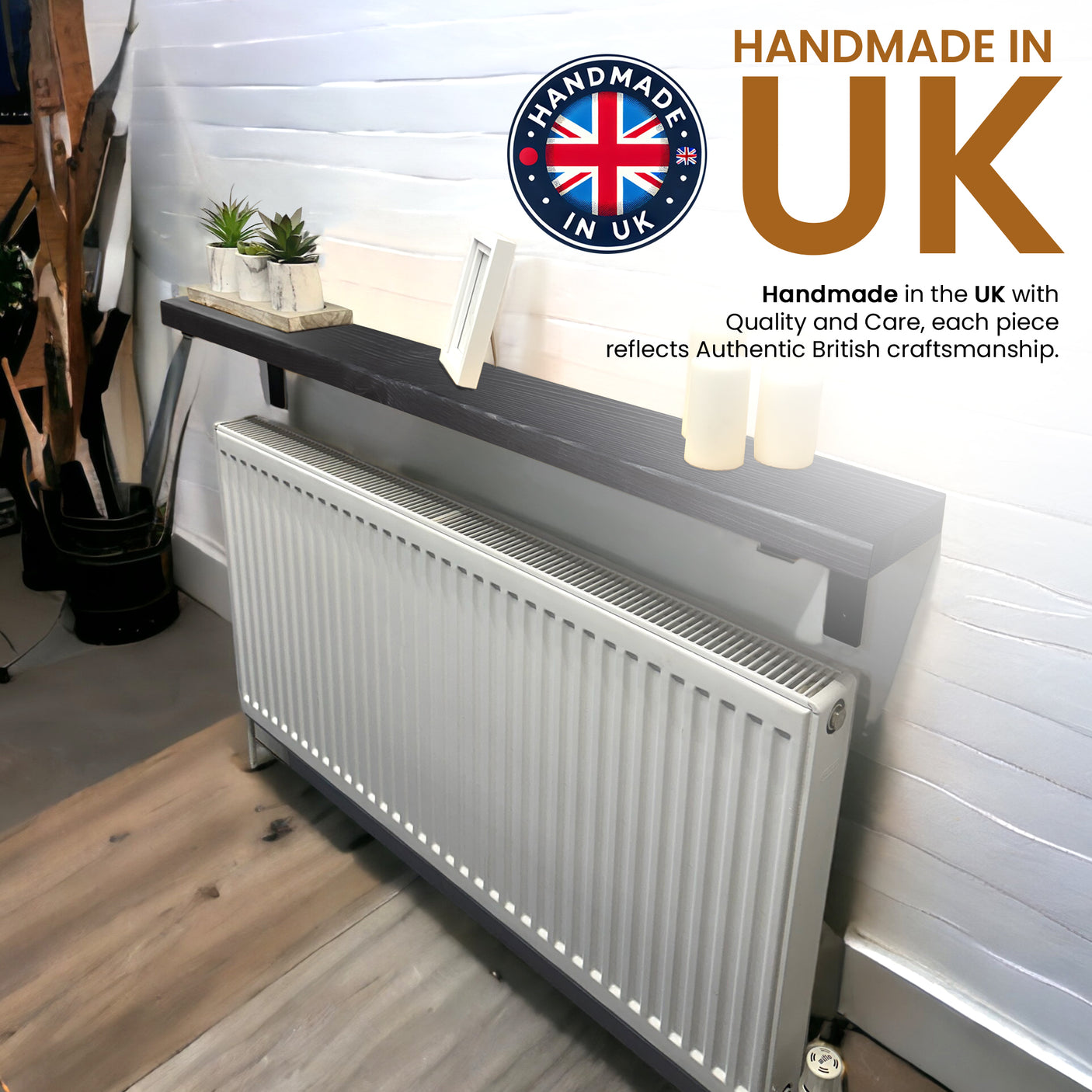 Radiator Shelf | Rustic Slim Narrow Shelf for Hallway | Console With Brackets