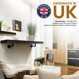 Rustic Shelf | Wall-Mounted Wooden Board With PIPE Brackets, 22cm Depth