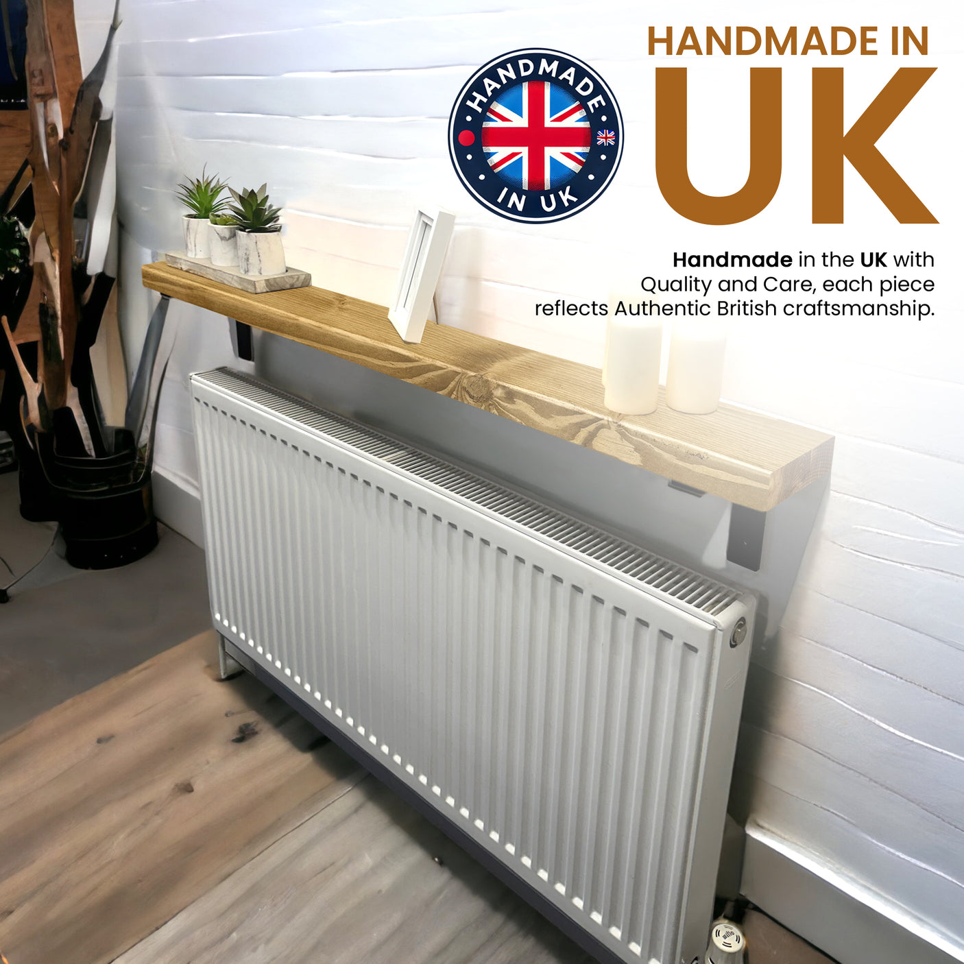 Radiator Shelf | Rustic Slim Narrow Shelf for Hallway | Console With Brackets