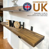 Rustic Shelf | Wall-Mounted Wooden Board With UP Brackets, 22cm Depth