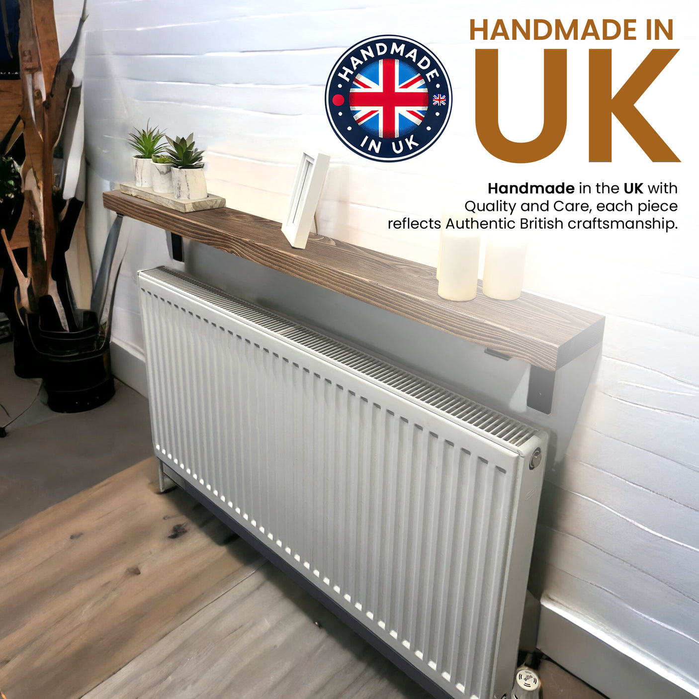 Radiator Shelf | Rustic Slim Narrow Shelf for Hallway | Console With Brackets