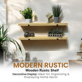 Rustic Shelf | Wall-Mounted Wooden Board With UP Brackets, 15cm Depth