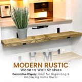 Rustic Shelf | Wall-Mounted Wooden Board With UP Brackets, 22cm Depth