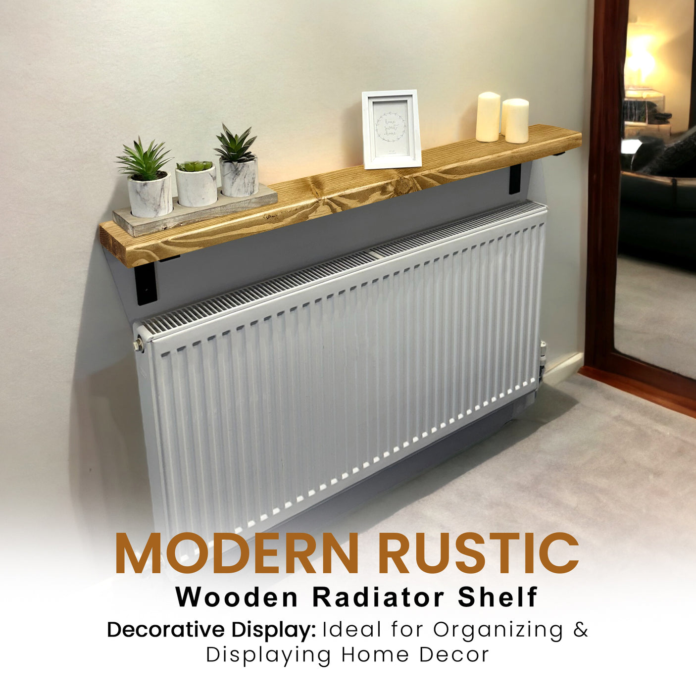 Radiator Shelf | Rustic Slim Narrow Shelf for Hallway | Console With Brackets