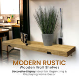 Rustic Shelves | Wall-Mounted Wooden Board With Lipped UP Brackets, 22cm Depth