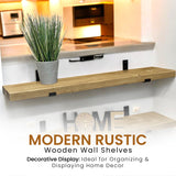 Rustic Shelf | Wall-Mounted Wooden Board With UP Brackets, 22cm Depth