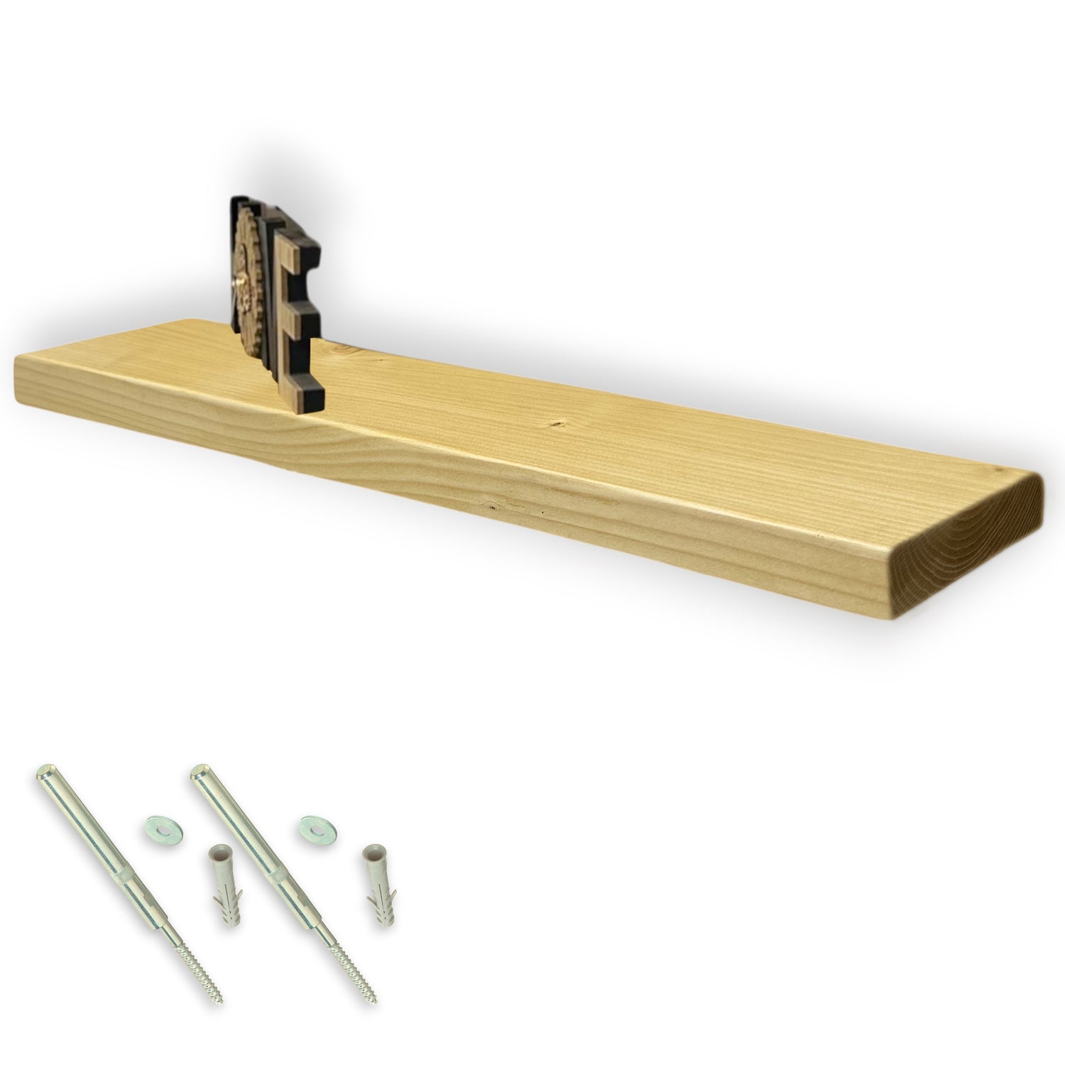 Rustic Shelf | Wall-Mounted Wooden Board With FLOATING Brackets, 22cm Depth