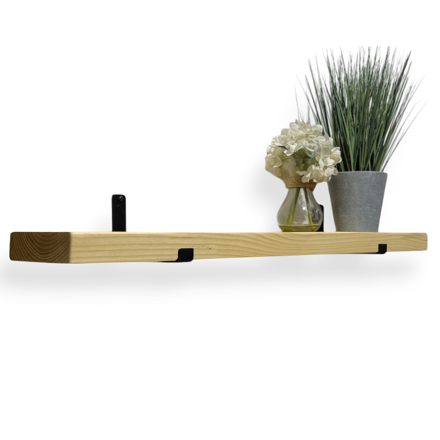 Rustic Shelf | Wall-Mounted Wooden Board With UP Brackets, 15cm Depth