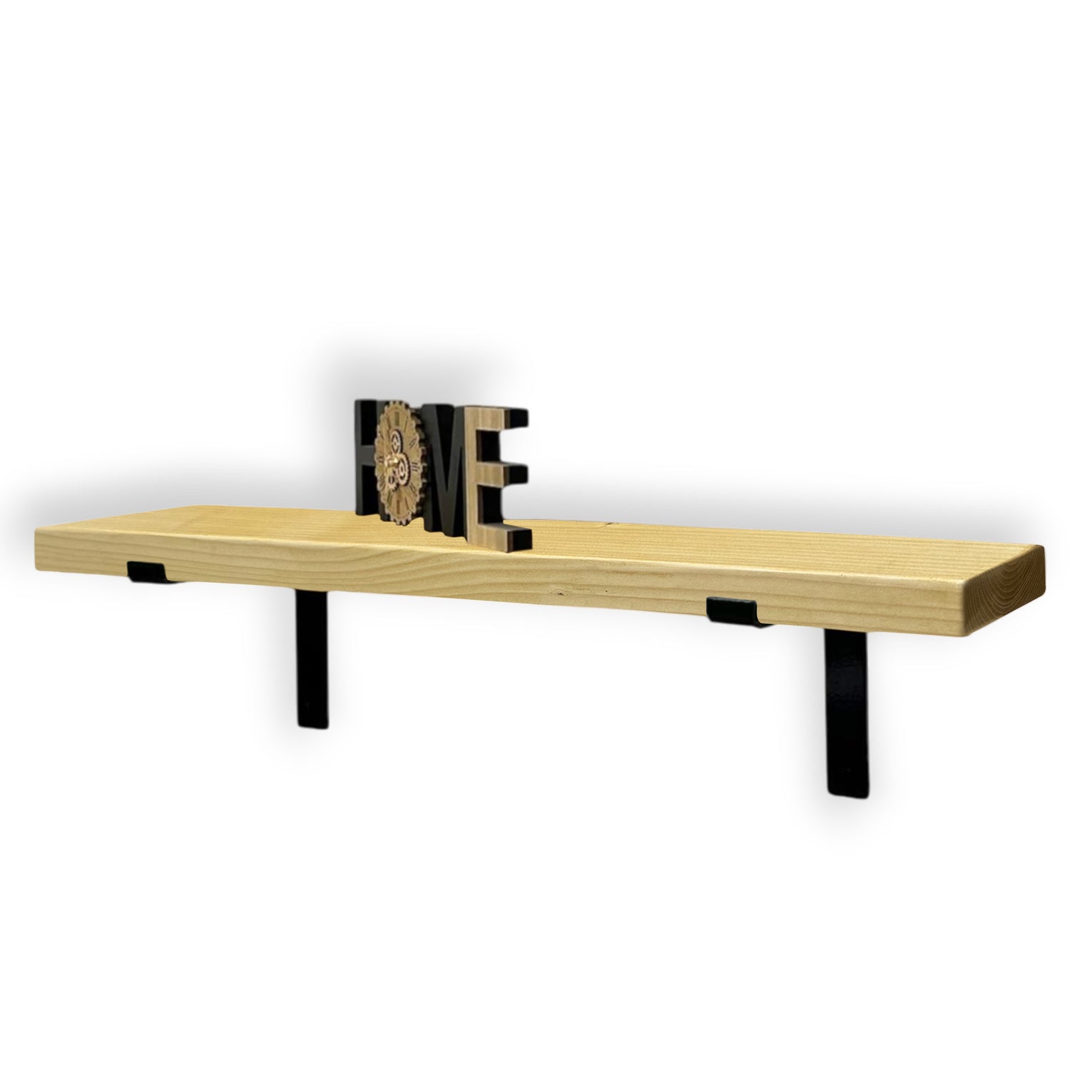 Rustic Shelf | Wall-Mounted Wooden Board With DOWN Brackets, 22cm Depth