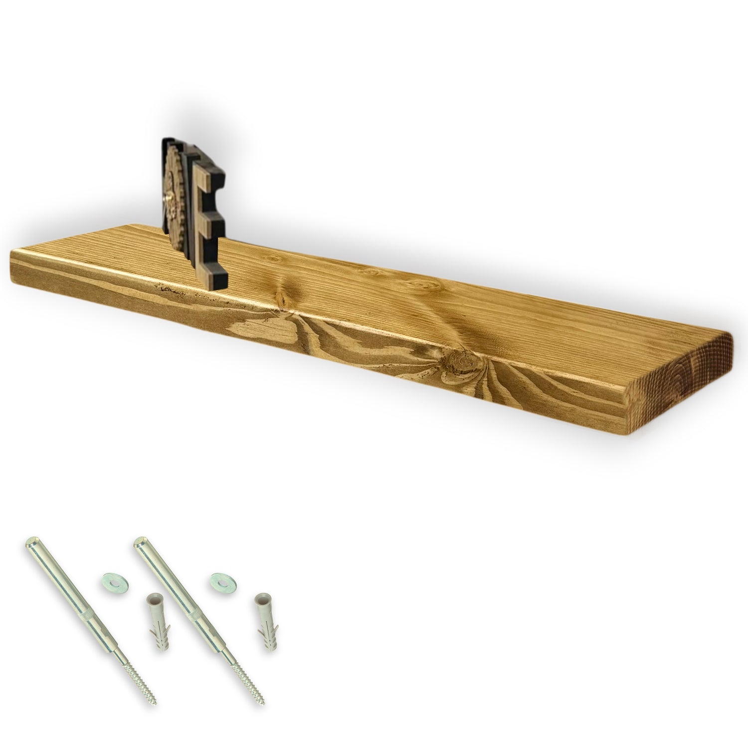 Rustic Shelf | Wall-Mounted Wooden Board With FLOATING Brackets, 22cm Depth