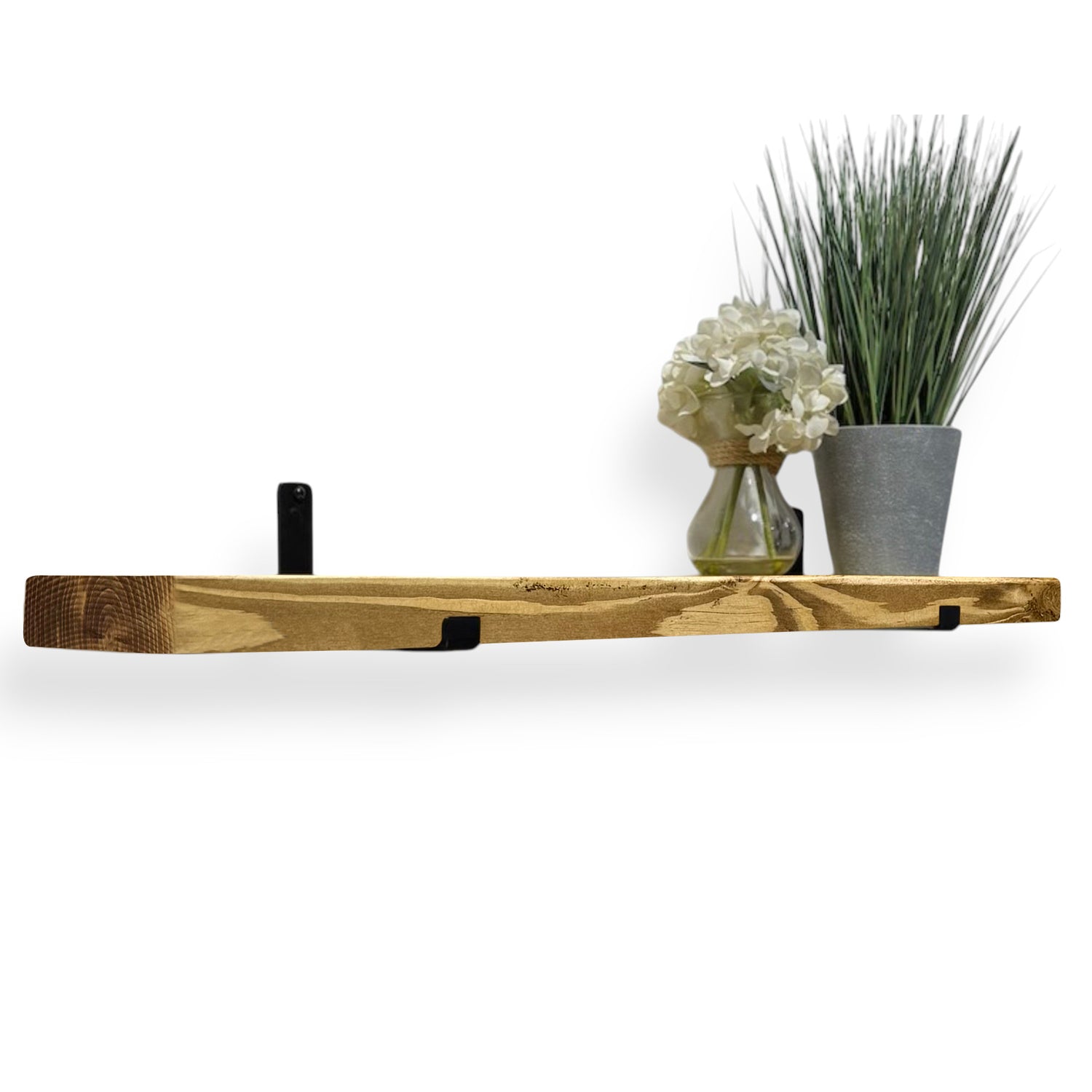 Rustic Shelf | Wall-Mounted Wooden Board With UP Brackets, 15cm Depth