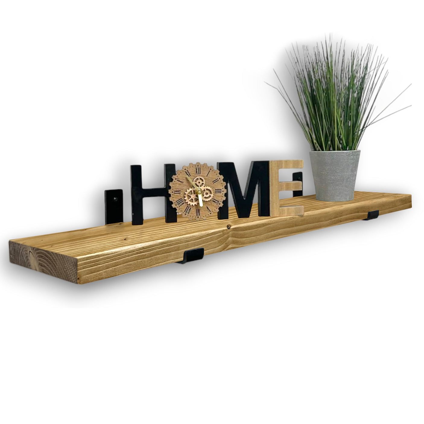 Rustic Shelf | Wall-Mounted Wooden Board With UP Brackets, 22cm Depth