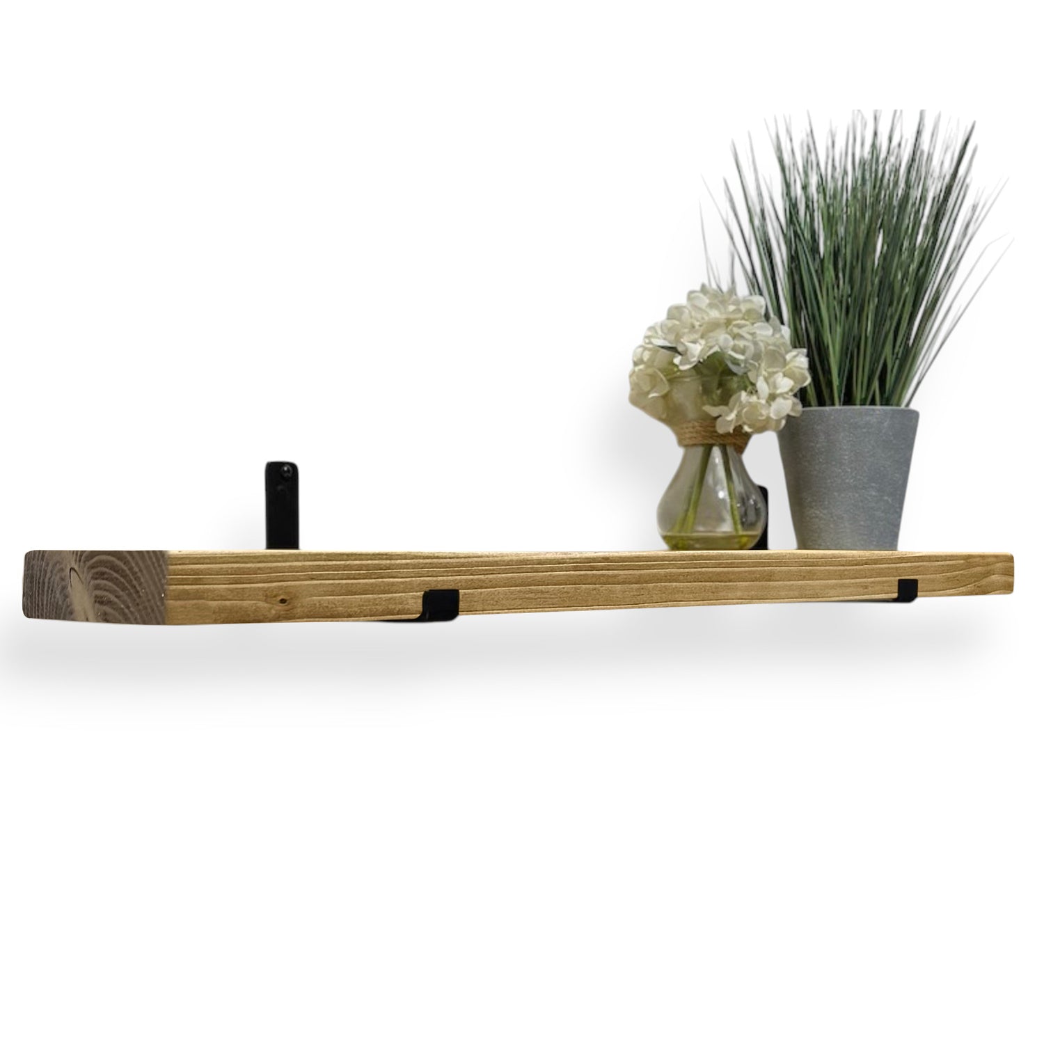Rustic Shelf | Wall-Mounted Wooden Board With UP Brackets, 15cm Depth