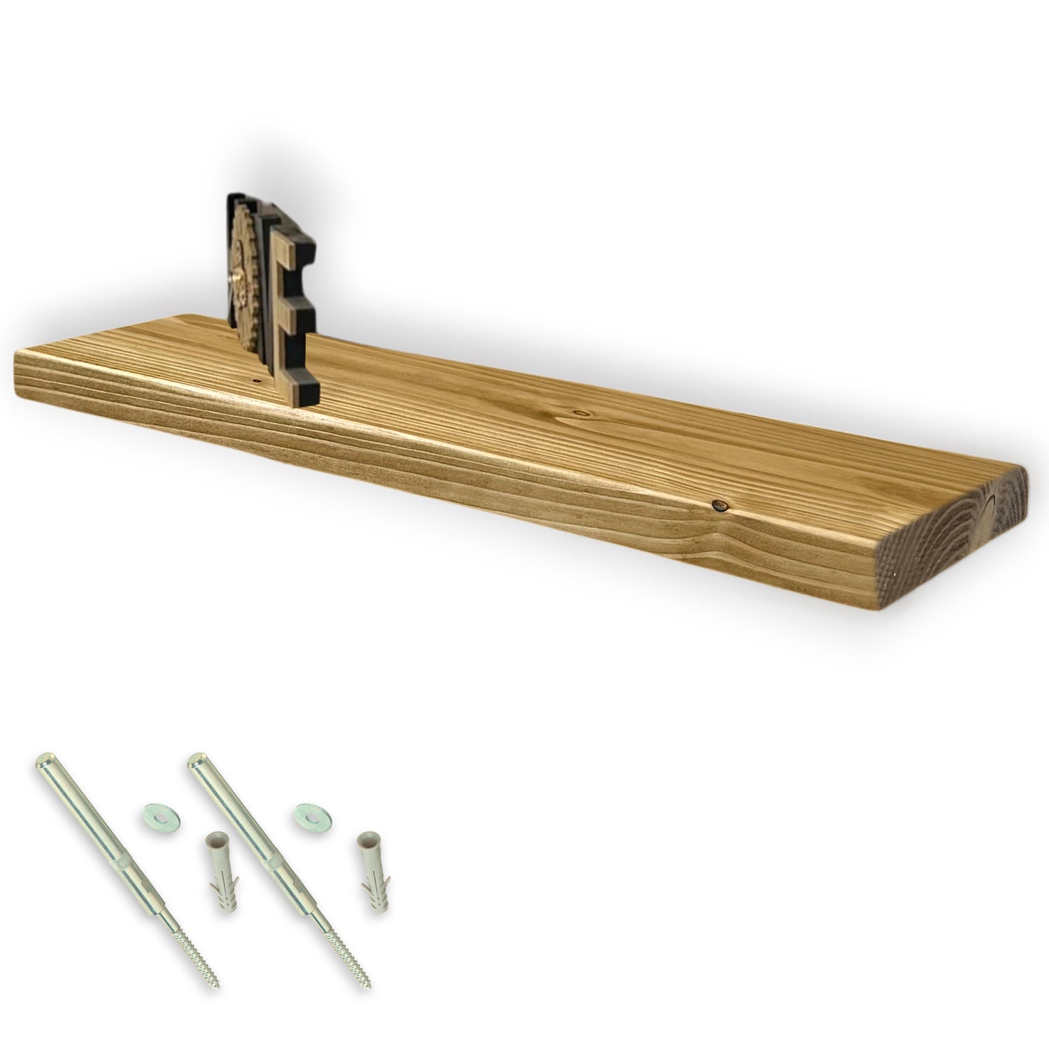 Rustic Shelf | Wall-Mounted Wooden Board With FLOATING Brackets, 22cm Depth