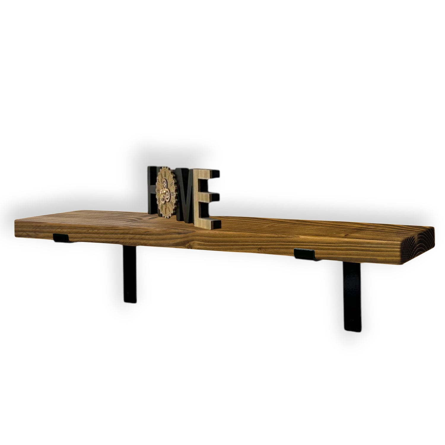 Rustic Shelf | Wall-Mounted Wooden Board With DOWN Brackets, 22cm Depth