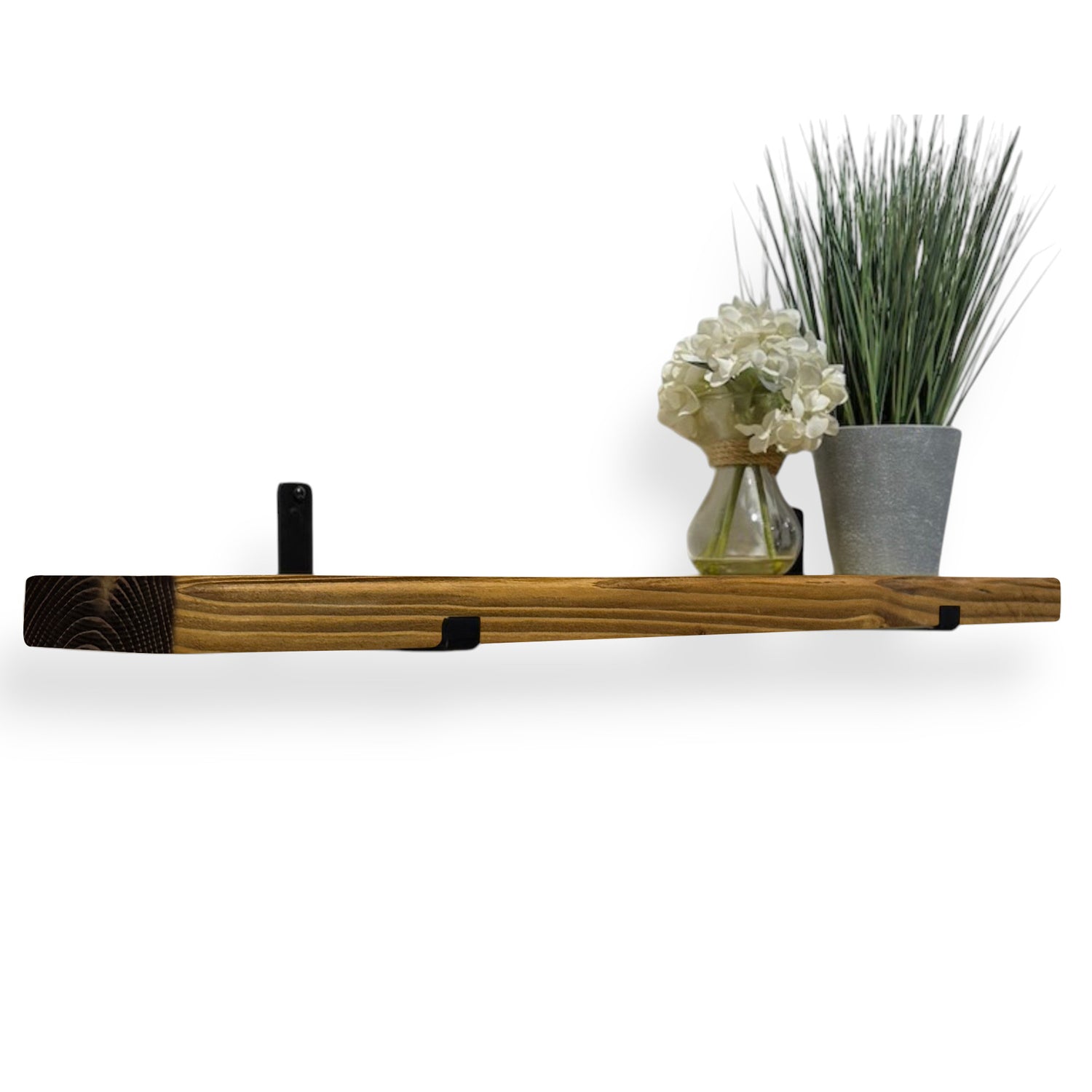 Rustic Shelf | Wall-Mounted Wooden Board With UP Brackets, 15cm Depth