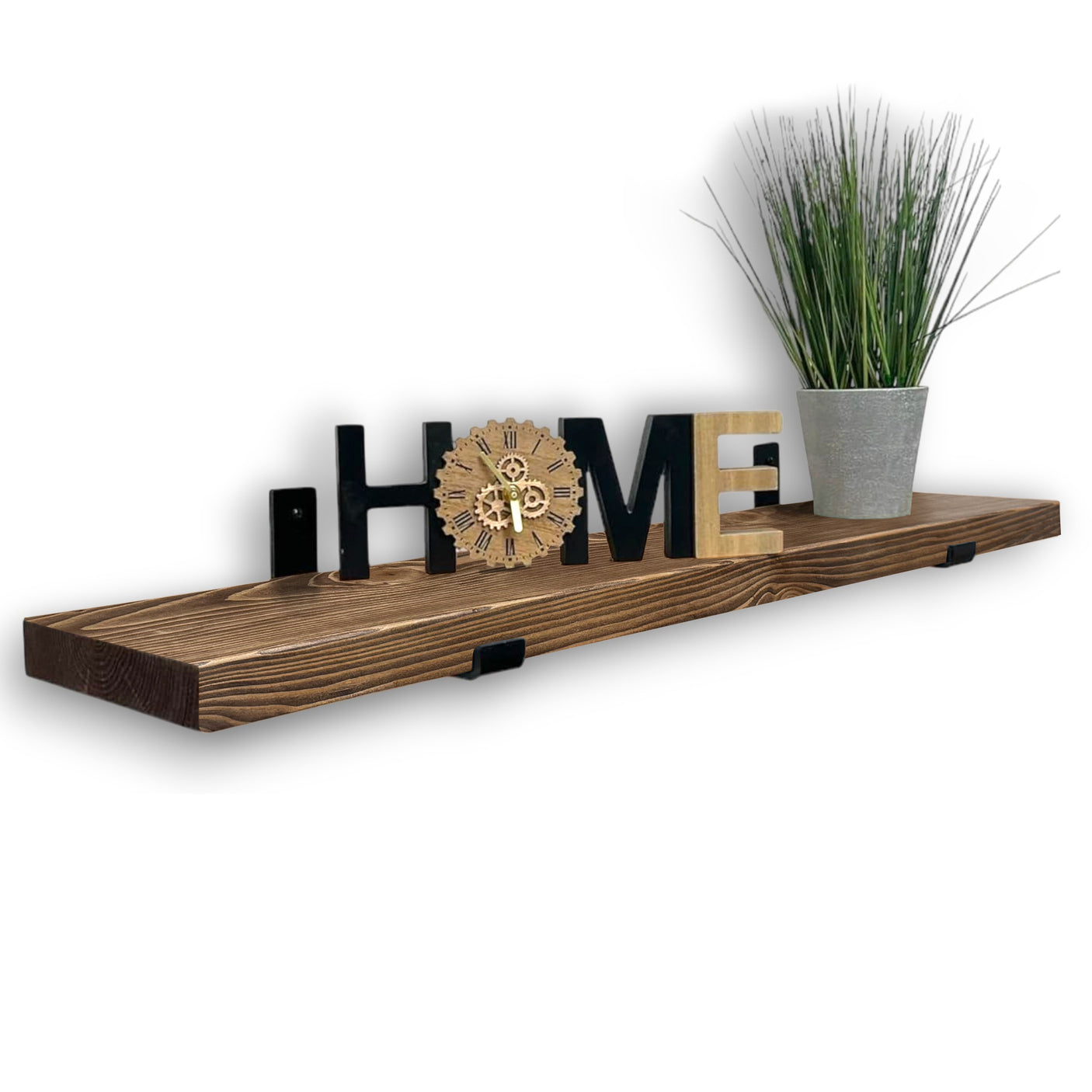 Rustic Shelf | Wall-Mounted Wooden Board With UP Brackets, 22cm Depth