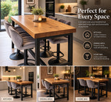 BS12 Signature Solid Wood Breakfast Bar Table – 70mm Thick Top, Heavy-Duty Steel Frame, Handcrafted in Yorkshire