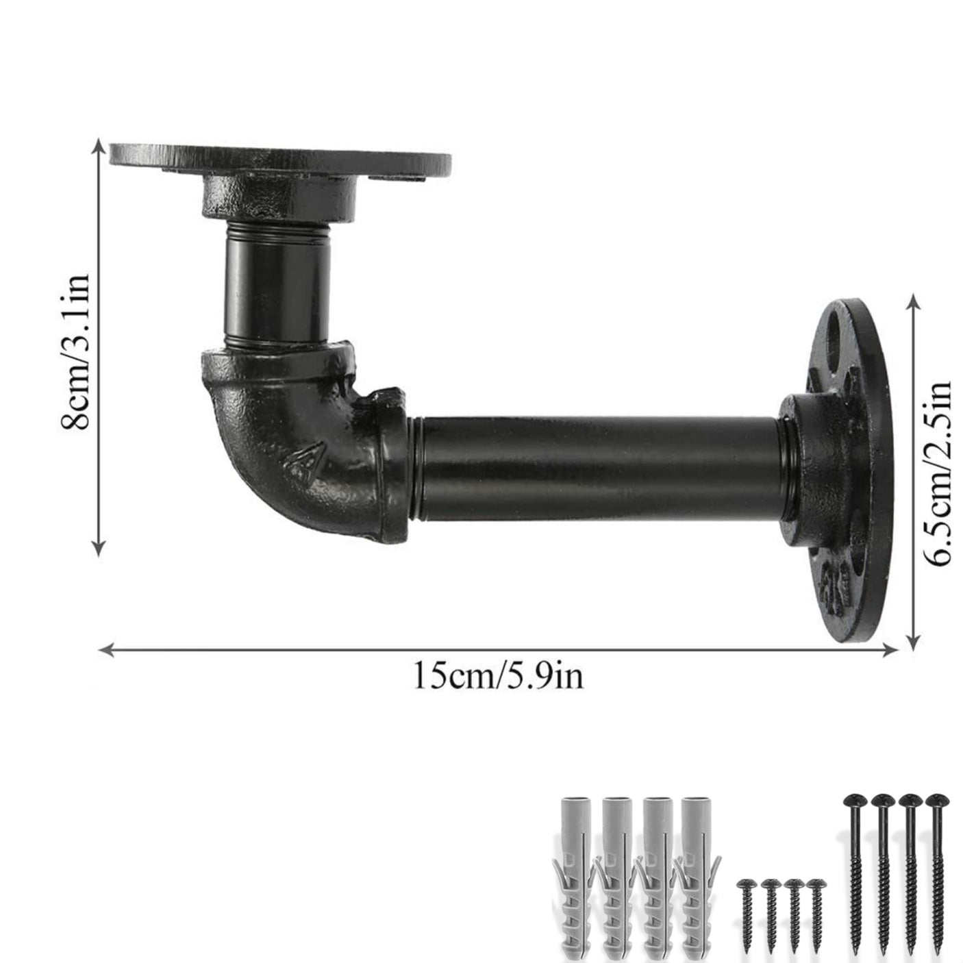 Coppia di staffe per mensole per tubi Staffa industriale per mensole sospese Mensola per tubi a parete idraulica (15 x 8 cm)