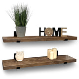 Rustic Shelves | Wall-Mounted Wooden Board With Lipped UP Brackets, 22cm Depth