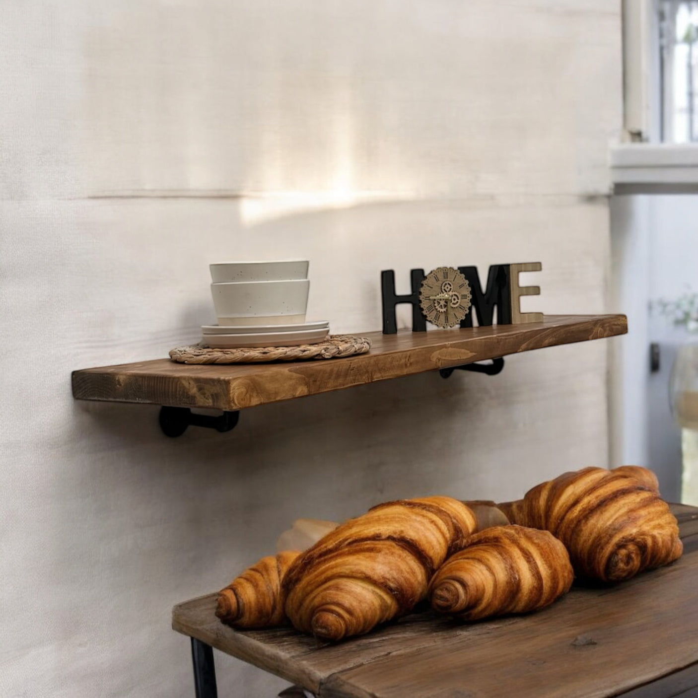 Bar de petit-déjeuner rustique / étagère de cuisine de 30 cm de profondeur / table de café / table de bistrot de café / étagère de couloir BT02