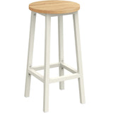 Bar Stool Round Rustic Kitchen & Breakfast Bar Chair & Steel Frame 65cm Tall