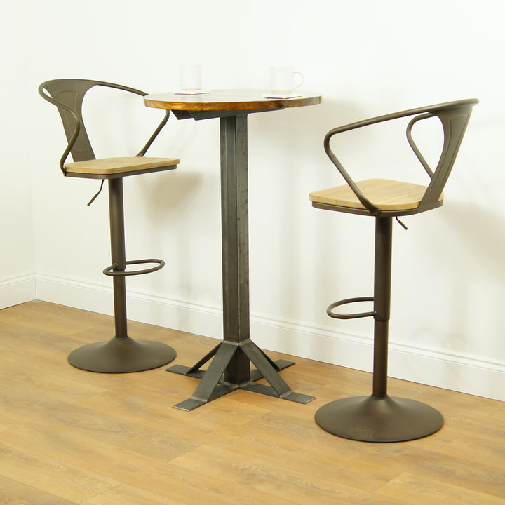Runder rustikaler Tisch 2-Sitzer Chic Tall Poseur Industrial Style | Rustikale Küche Bar Frühstück BS11
