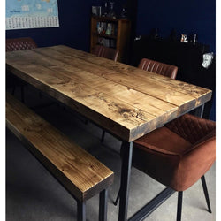 Grantham Thick Dining Table TRAPEZIUM - FRAME LEGS Industrial
