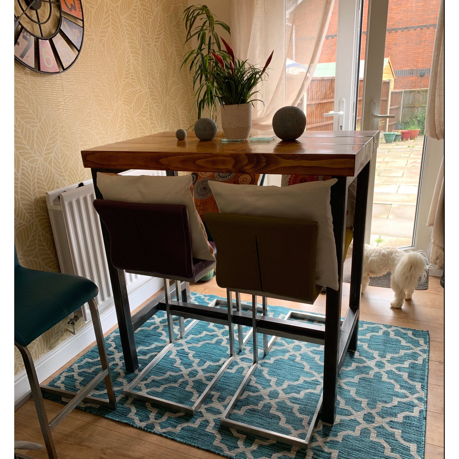 De comedor de barra de estilo industrial | Mesa Poseur Desayuno Alto | Hecho de madera maciza y acero BS12