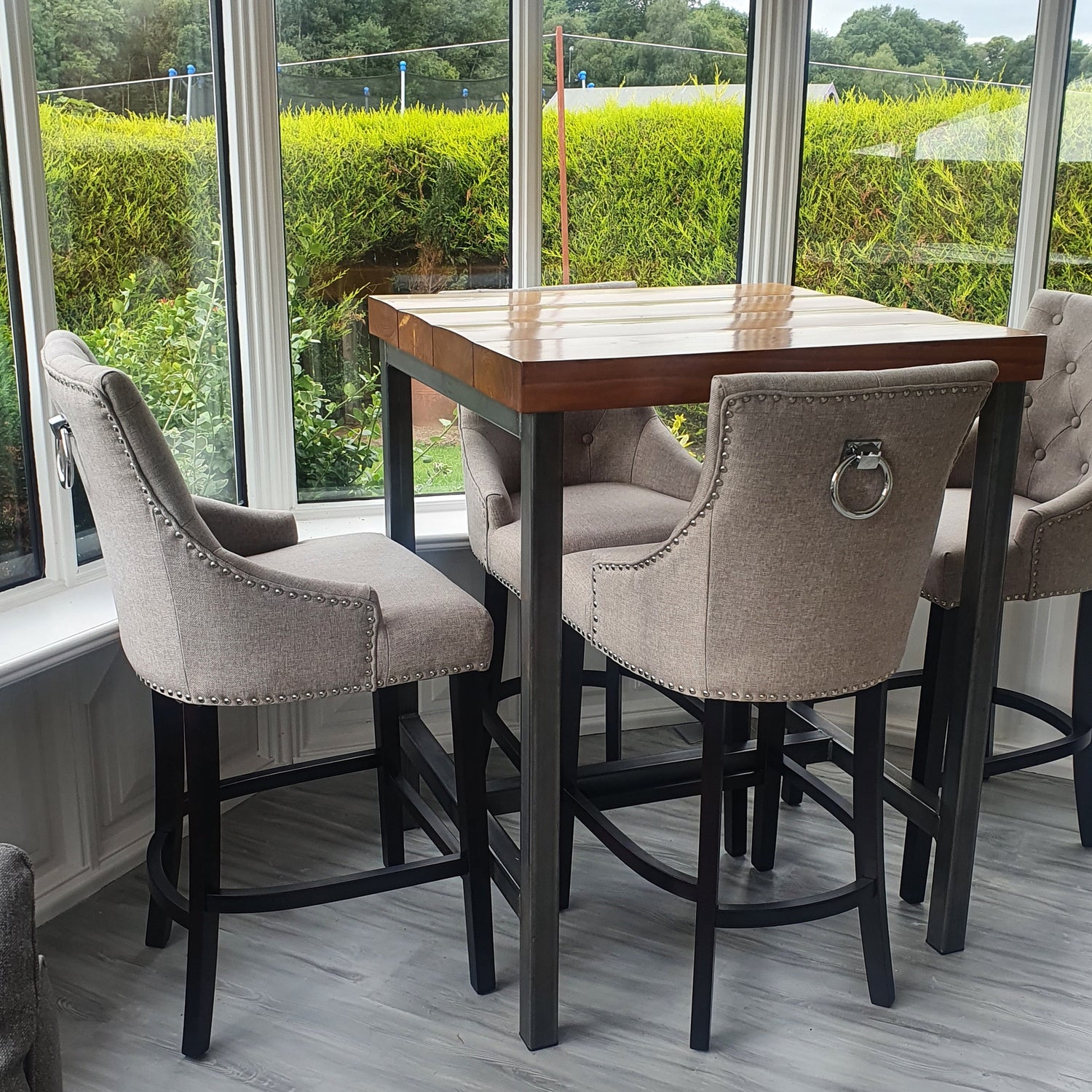 De comedor de barra de estilo industrial | Mesa Poseur Desayuno Alto | Hecho de madera maciza y acero BS12